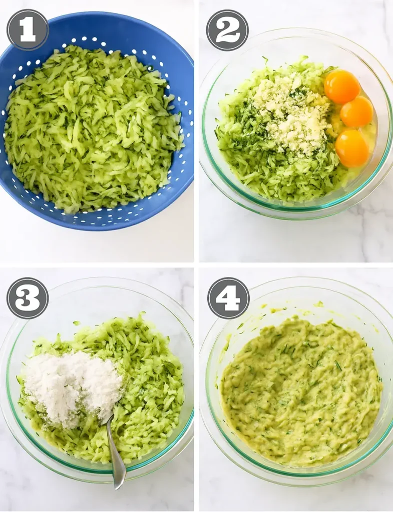 Step-by-Step Zucchini Fritters Recipe Preparation